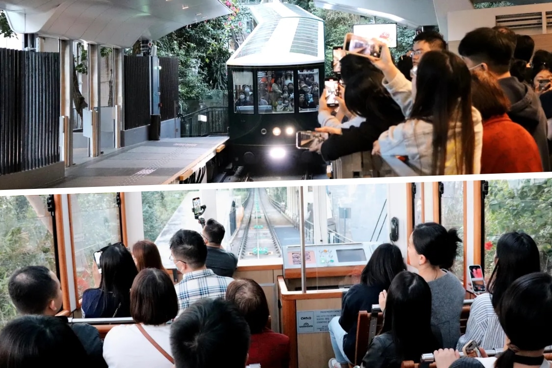 hong kong peak tram tour station interiors