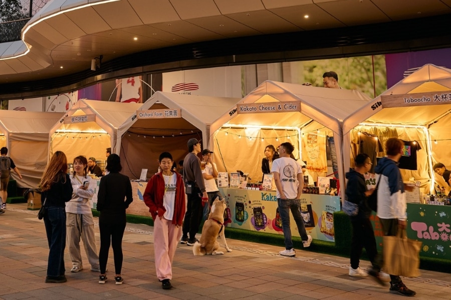 the booths at the kai tak waterfront promenade