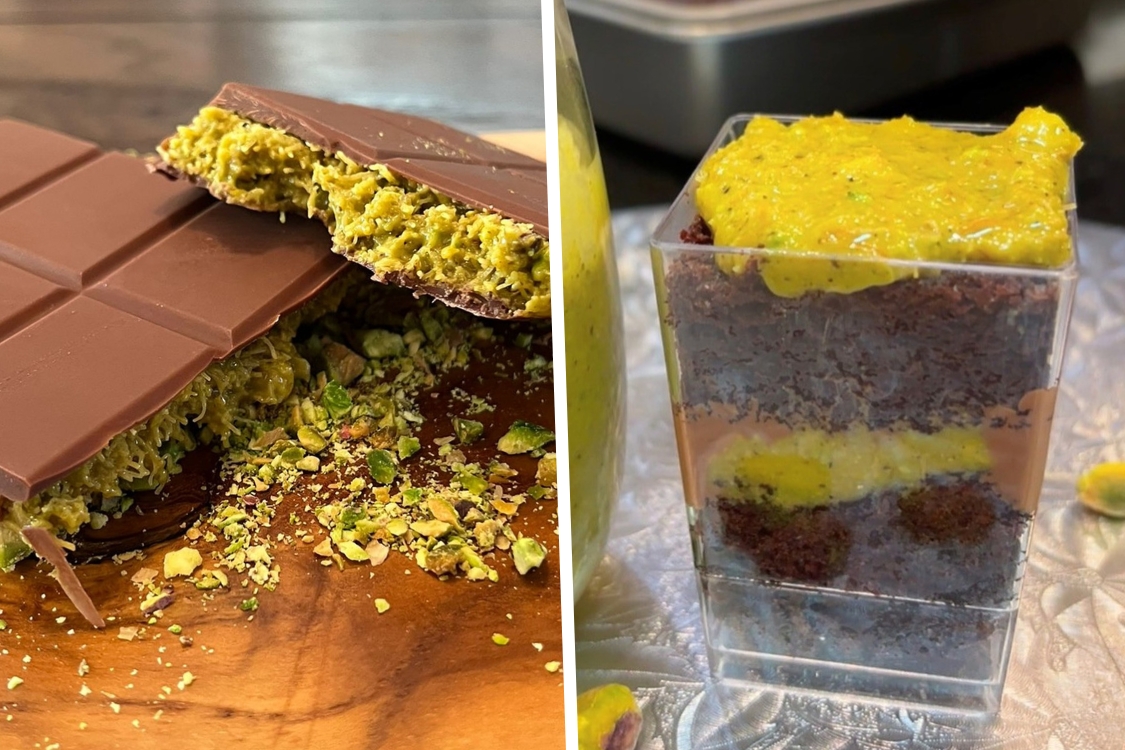 karam dubai chocolate cake cups