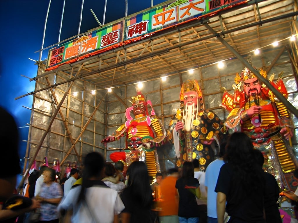 paper god display for cheung chau bun festival